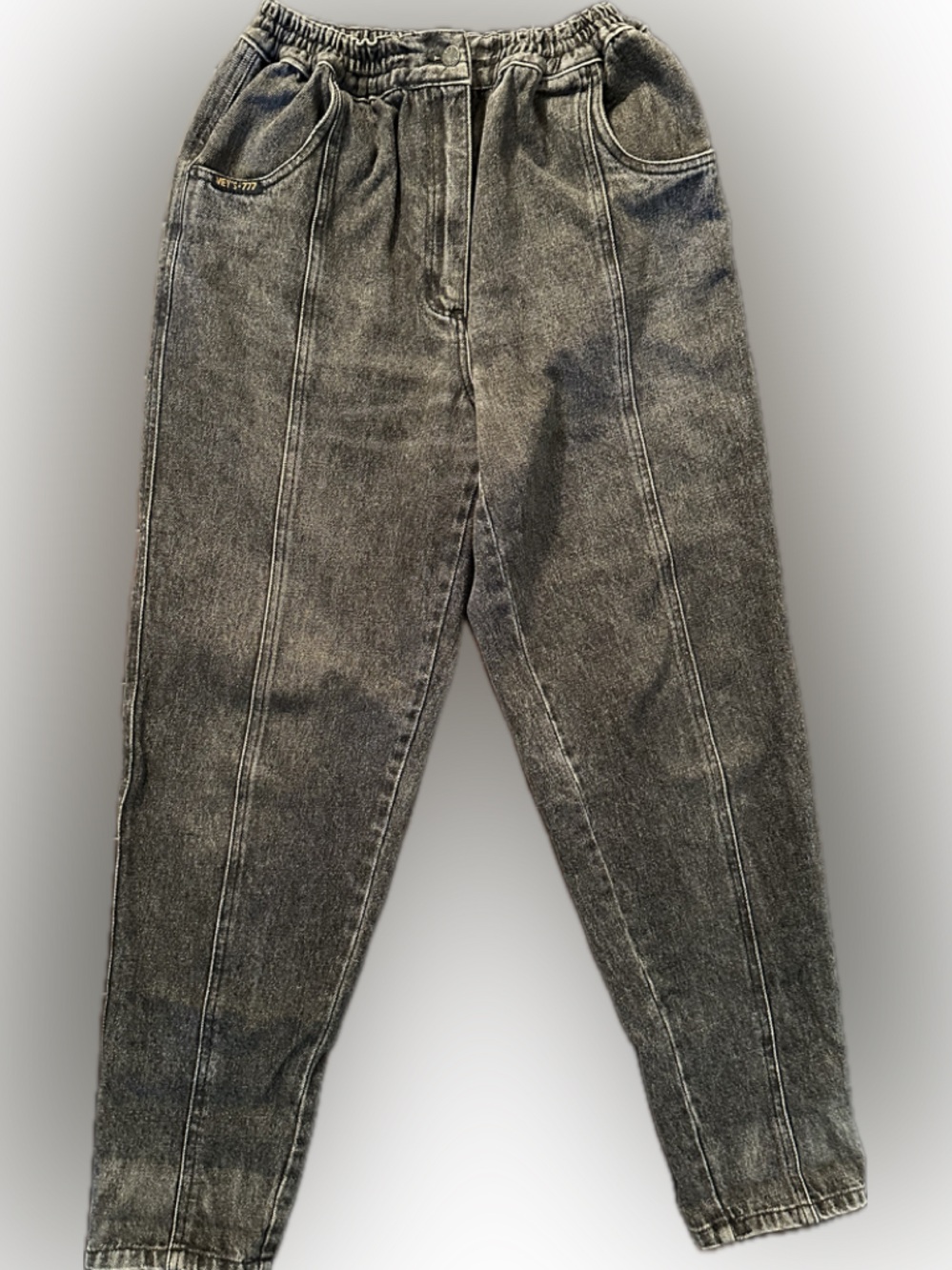 Vintage 90s Vey’s 777 Stirrup Denim Pants – Washed Black / Euro Chic